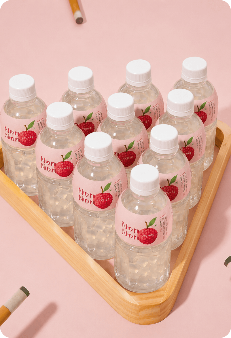 Bottles arranged in tray